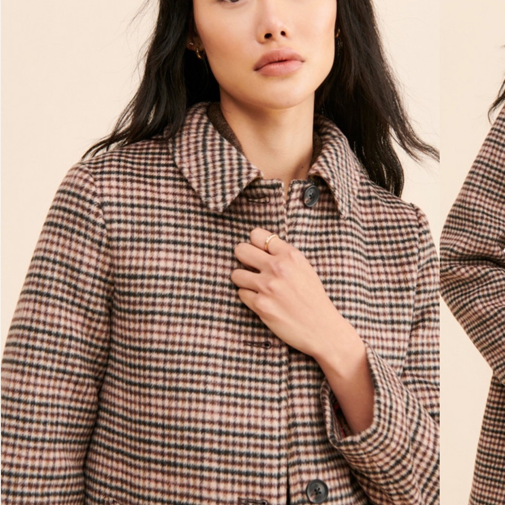 Scotch & Soda Brown Plaid Wool Coat - Picture 3 of 11